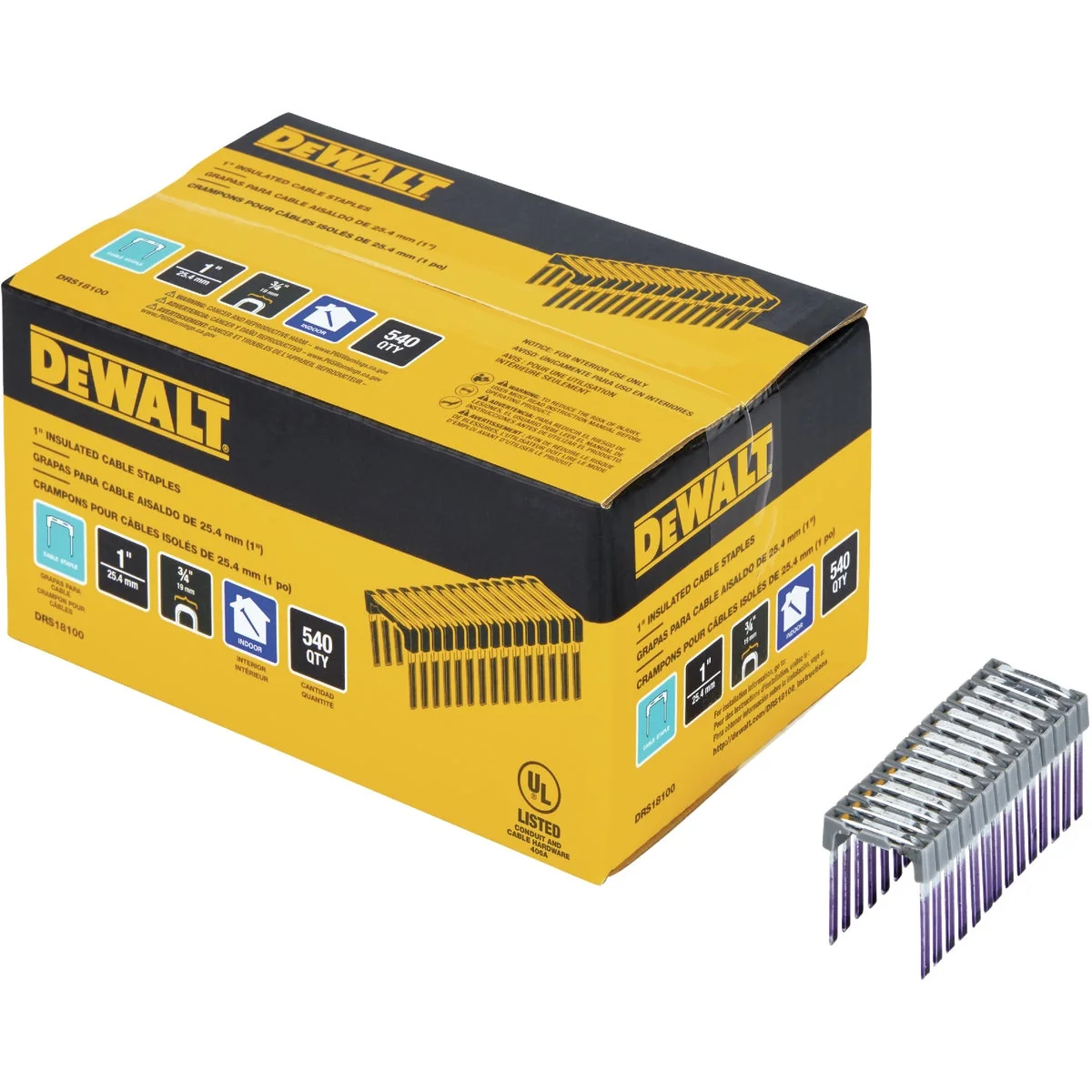 Exclusive DeWalt 1 In. x 3 4 In. Insulated Cable Staples 540-Count Environmentally Friendly