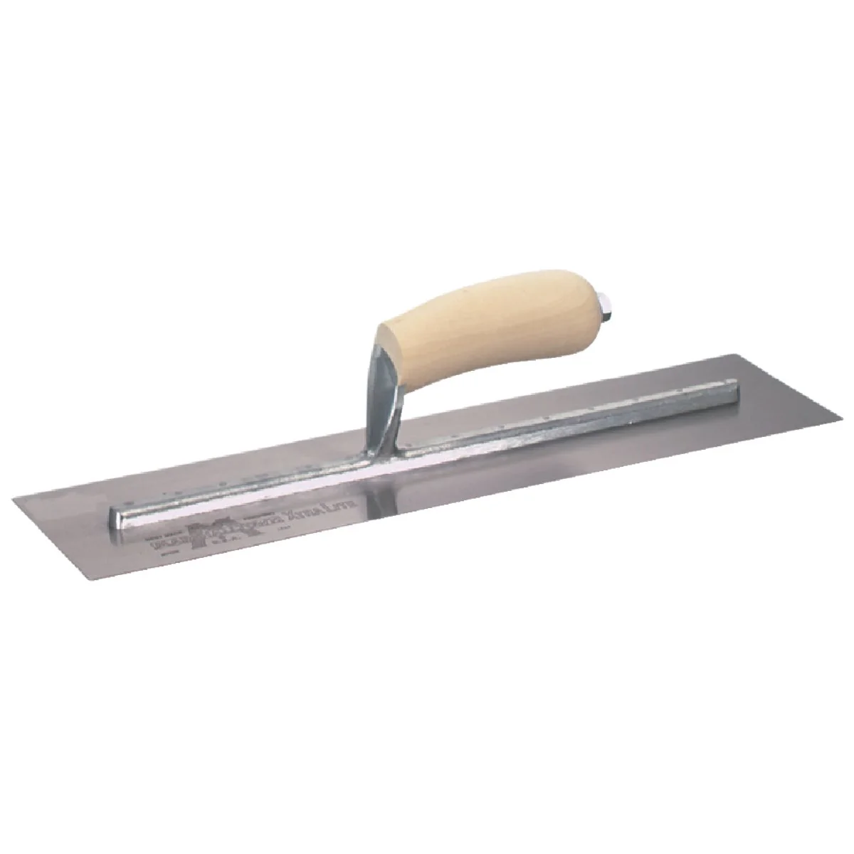 High-Grade Marshalltown 4 In. x 18 In. High Carbon Steel Finishing Trowel with Curved Wood Handle Consistent