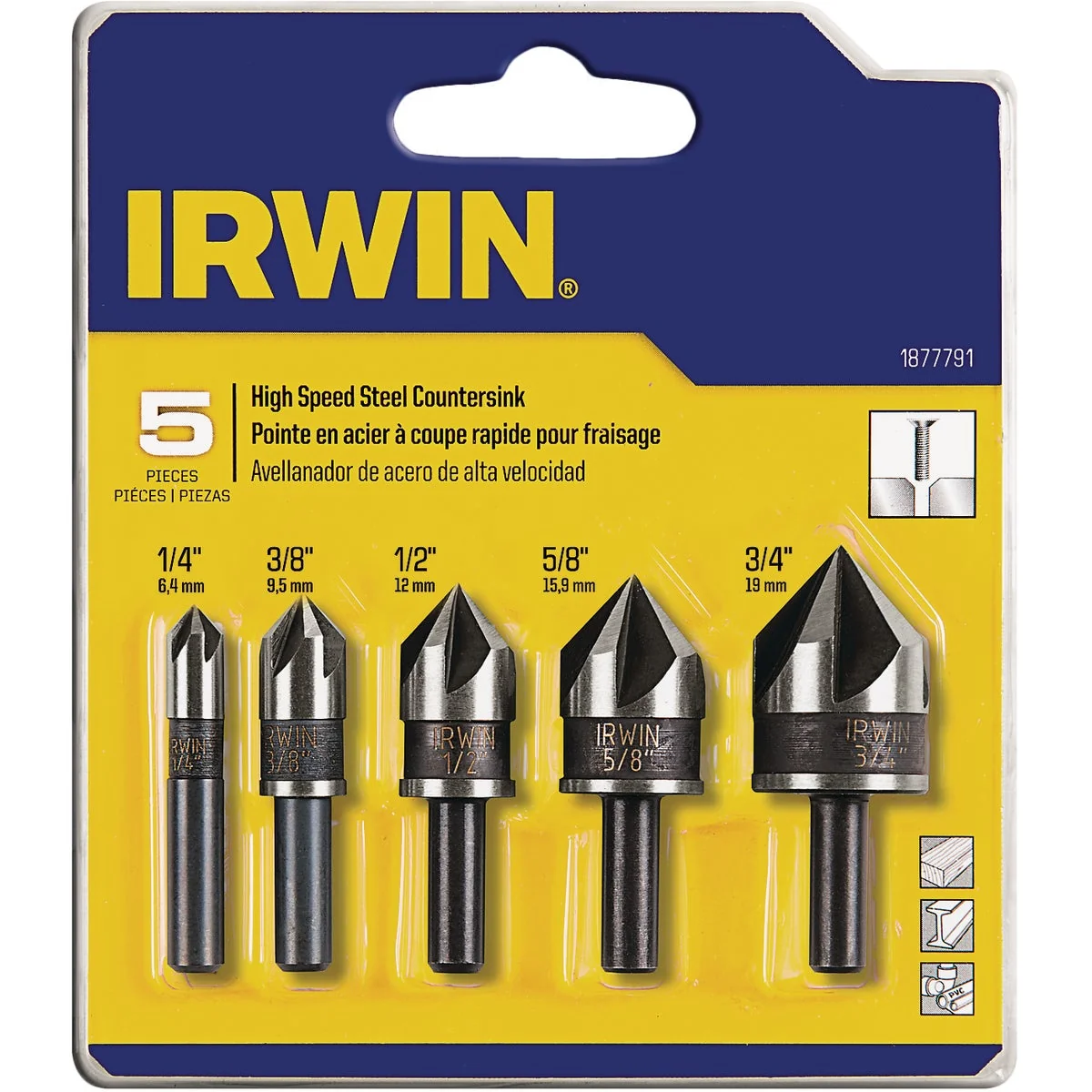 Fast Irwin 5-Piece Black Oxide Metal Countersink Bit Set Unique