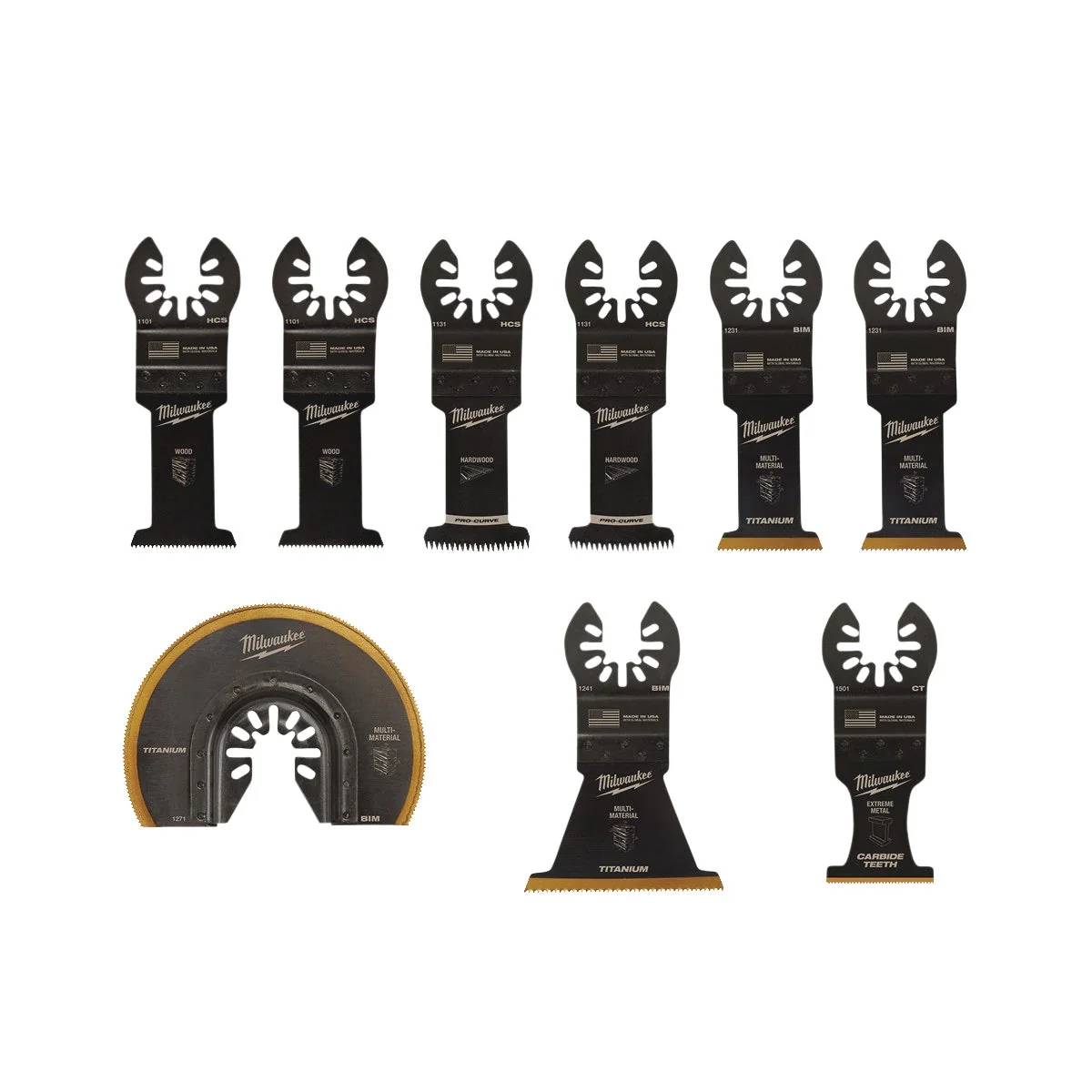 Green Milwaukee OPEN-LOK Multi-Tool General Purpose Oscillating Blade Assortment 9-Piece Prestigious