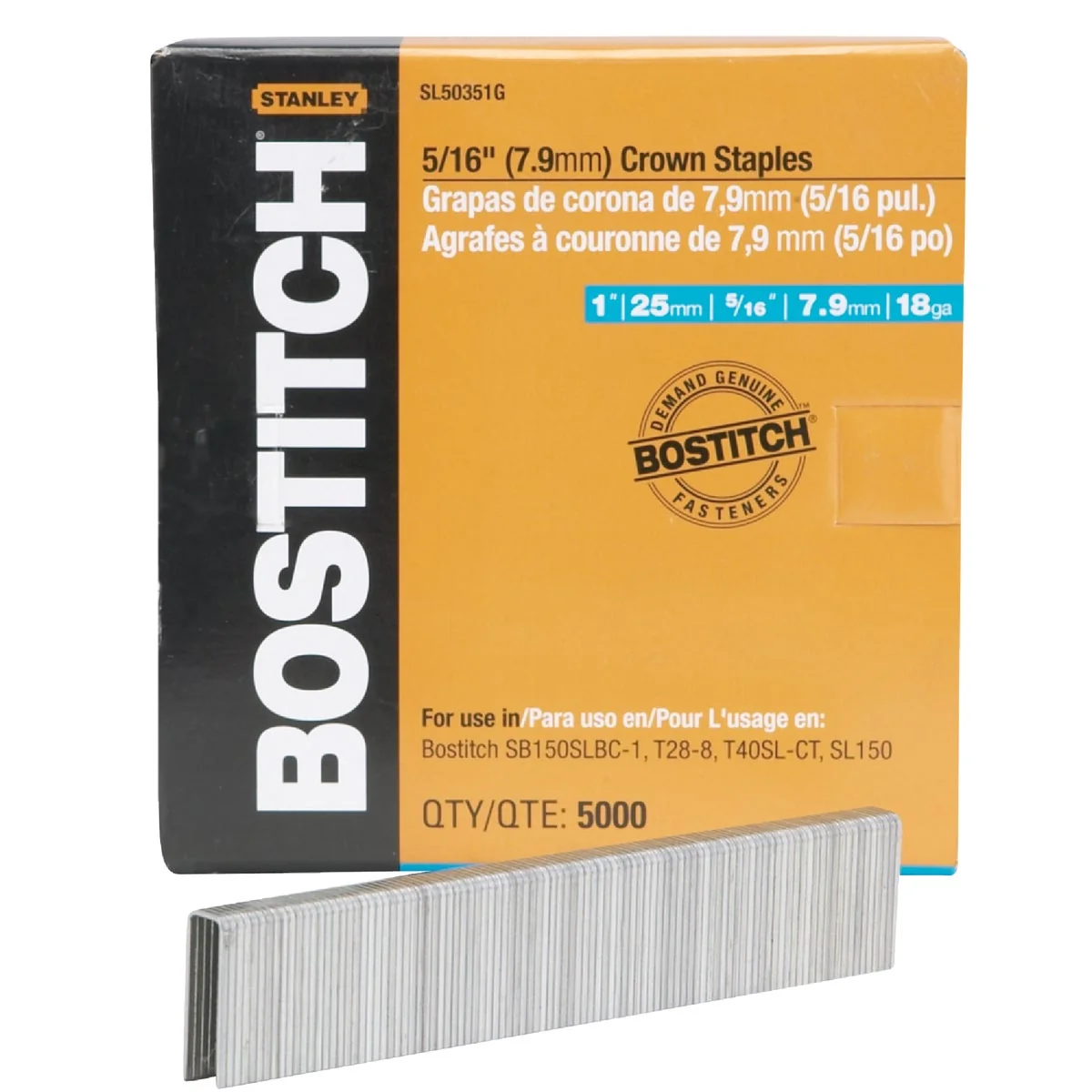 Elite Bostitch 18-Gauge 5 16 In. x 1 In. Pneumatic Cap Staples 5000 Ct. Consistent