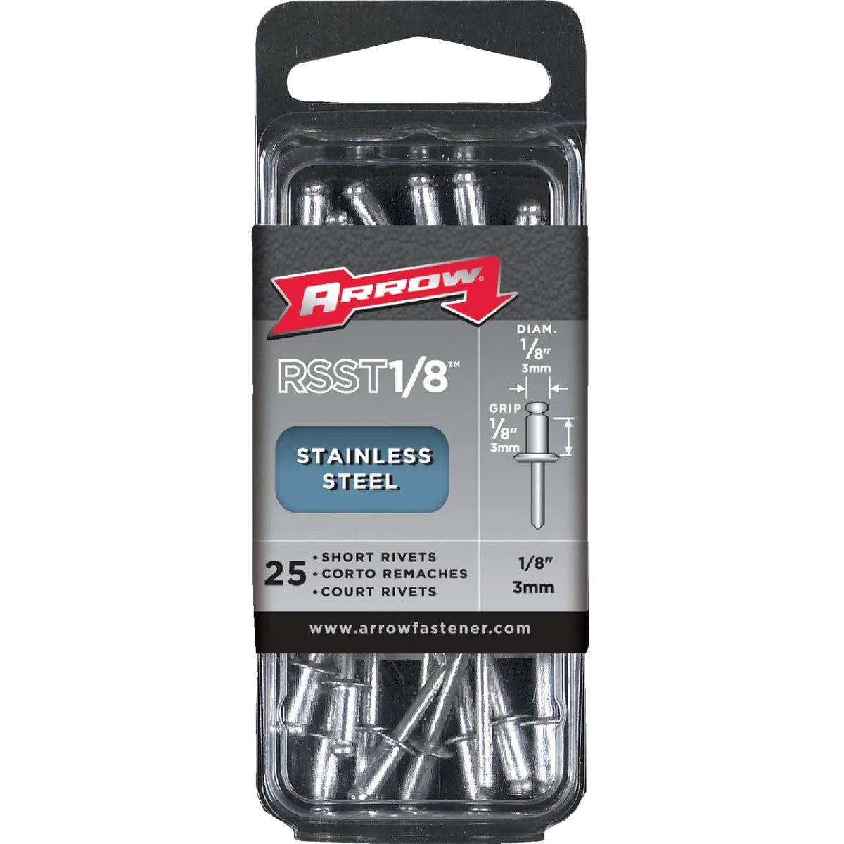 Traditional Arrow 1 8 In. x 1 4 In. Stainless Steel Rivet 25 Count Optimized