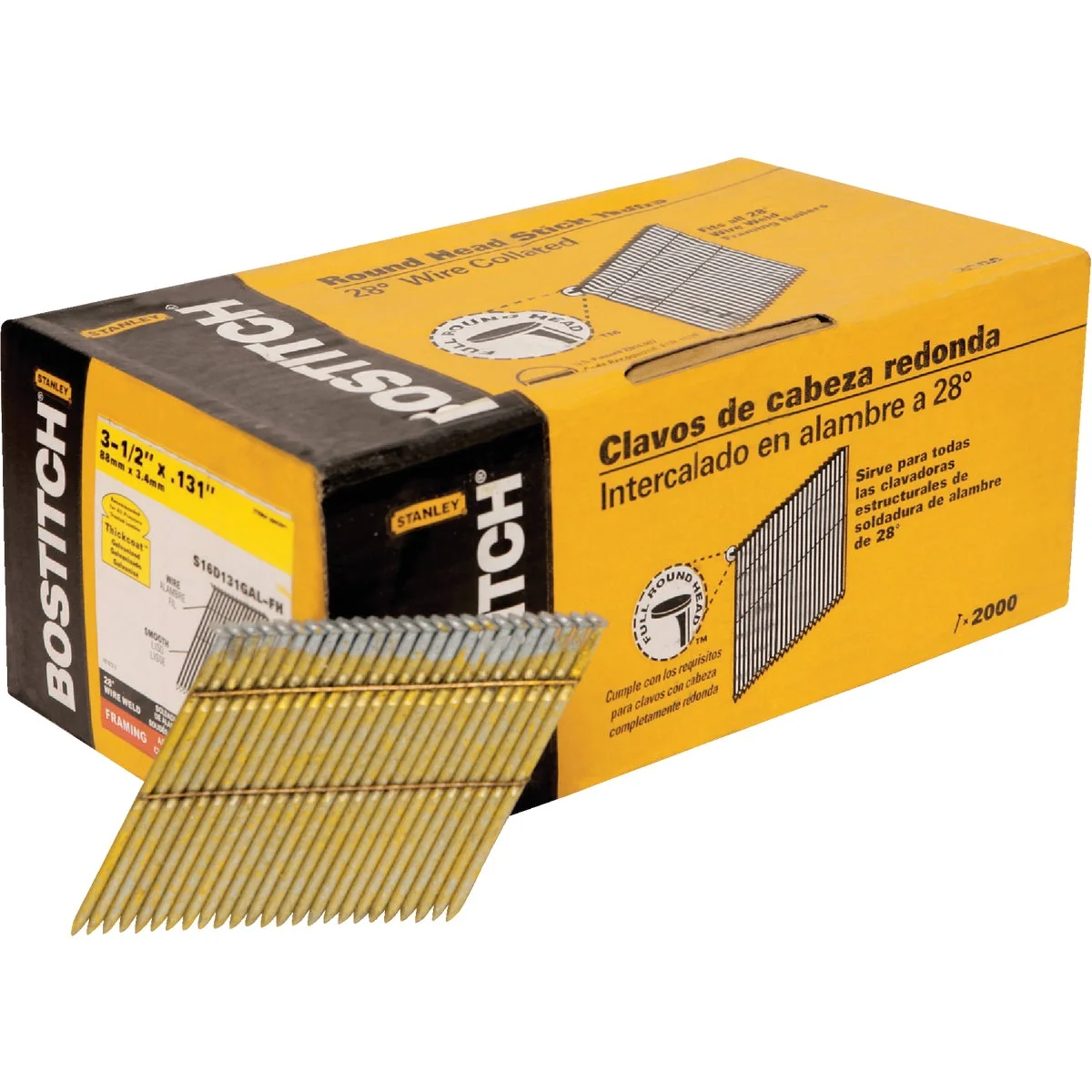 Quality Bostitch 28 Degree Wire Weld Galvanized Offset Round Head Framing Stick Nail 3-1 2 In. x .131 In. 2000 Ct. Environmentally Friendly