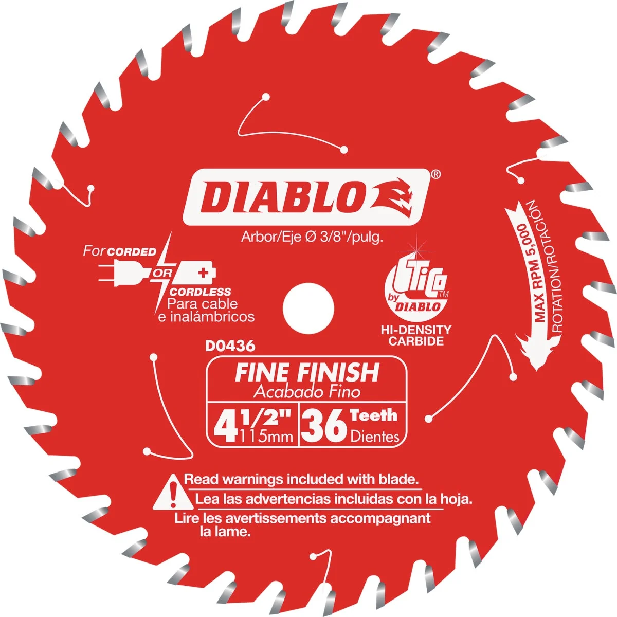 Versatile Diablo 4-1 2 In. 36-Tooth Finish Circular Saw Blade High-End