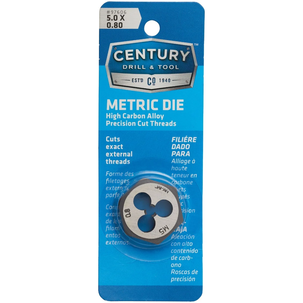 Exclusive Century Drill Tool 5.0x0.80 NPT 1 Across Flats Hexagon Pipe Die Selected