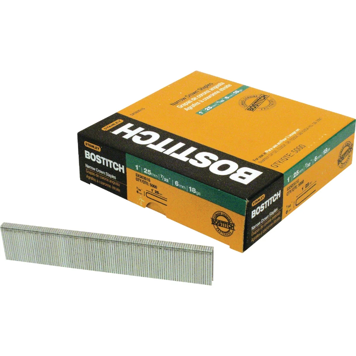 Advanced Bostitch 18-Gauge Galvanized Narrow Crown Finish Staple 7 32 In. x 1-3 16 In. 3000 Ct. Carefully Designed