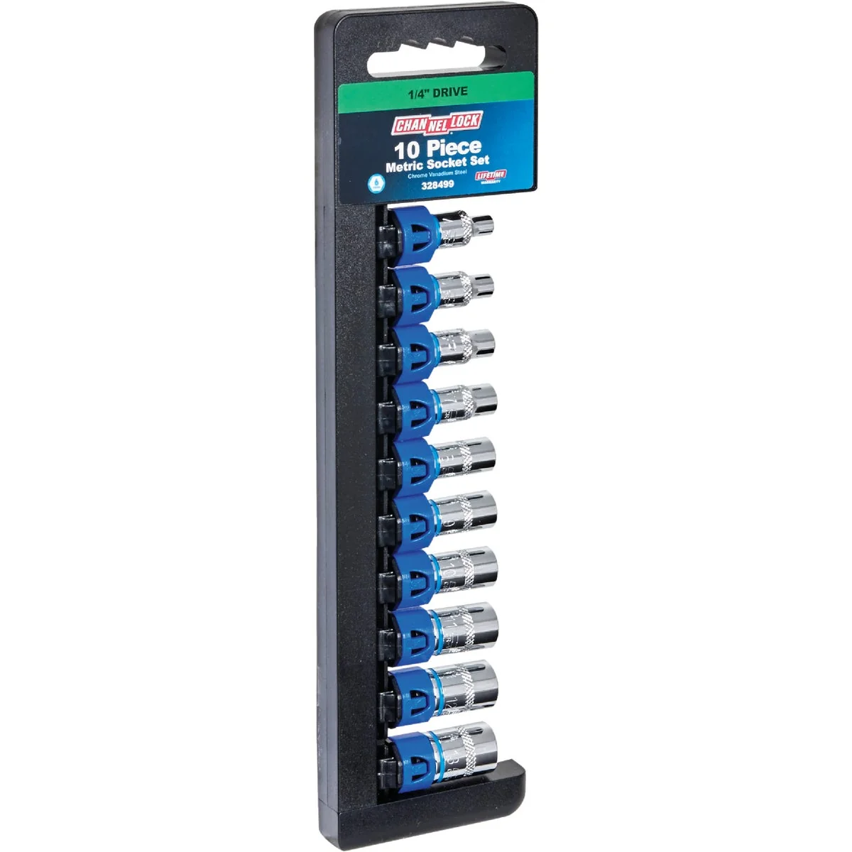 Refined Channellock Metric 1 4 In. Drive 6-Point Shallow Socket Set 10-Piece Traditional