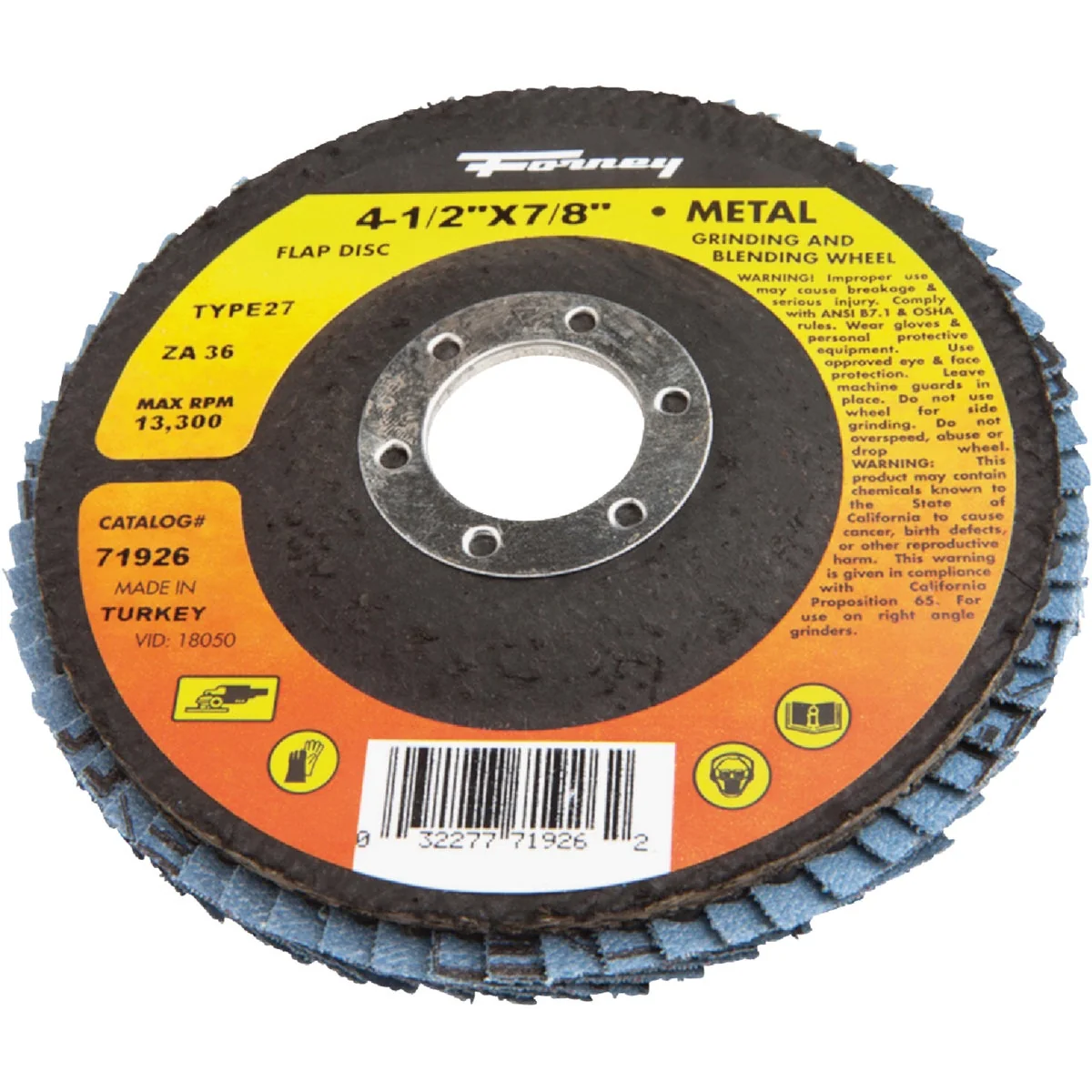 Responsible Forney 4-1 2 In. x 7 8 In. 36-Grit Type 27 Blue Zirconia Angle Grinder Flap Disc First-Class