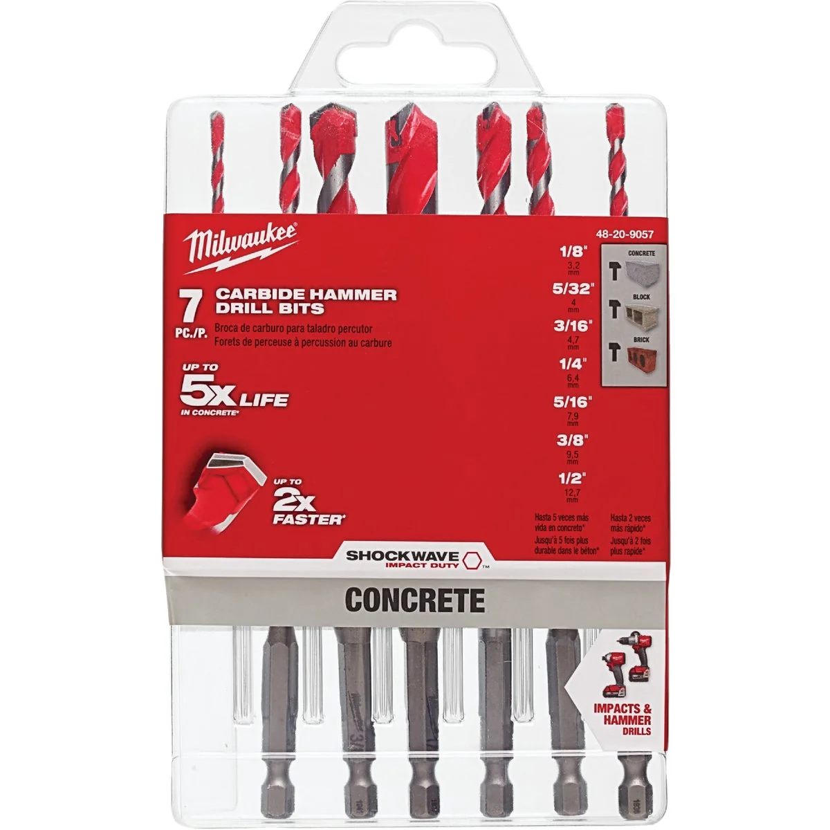 Breathable Milwaukee Shockwave 7-Piece Large Masonry Drill Bit Set Expertly Made