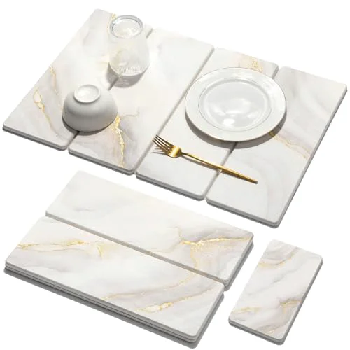 Refined Large Stone Dish Drying Mat for Kitchen Counter 2 Count Fashionable