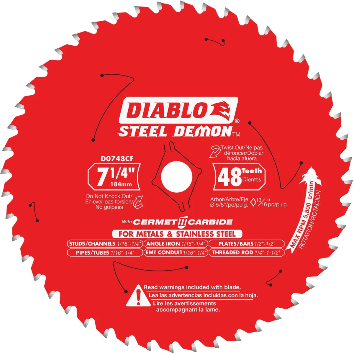 Pure Diablo Steel Demon 7-1 4 In. 48-Tooth Cermet II Carbide Metals Stainless Steel Circular Saw Blade Bulk Carefully Designed