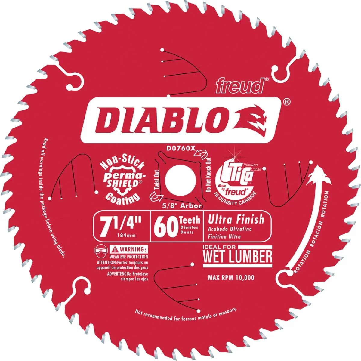 Specialty Diablo 7-1 4 In. 60-Tooth Finish Wet Lumber Circular Saw Blade Superior