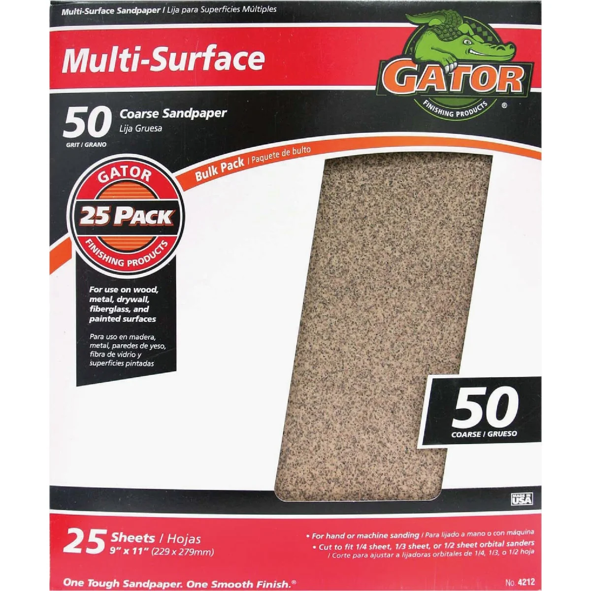 Elegant Gator Multi-Surface 9 In. x 11 In. 50 Grit Coarse Sandpaper 25-Pack Safe