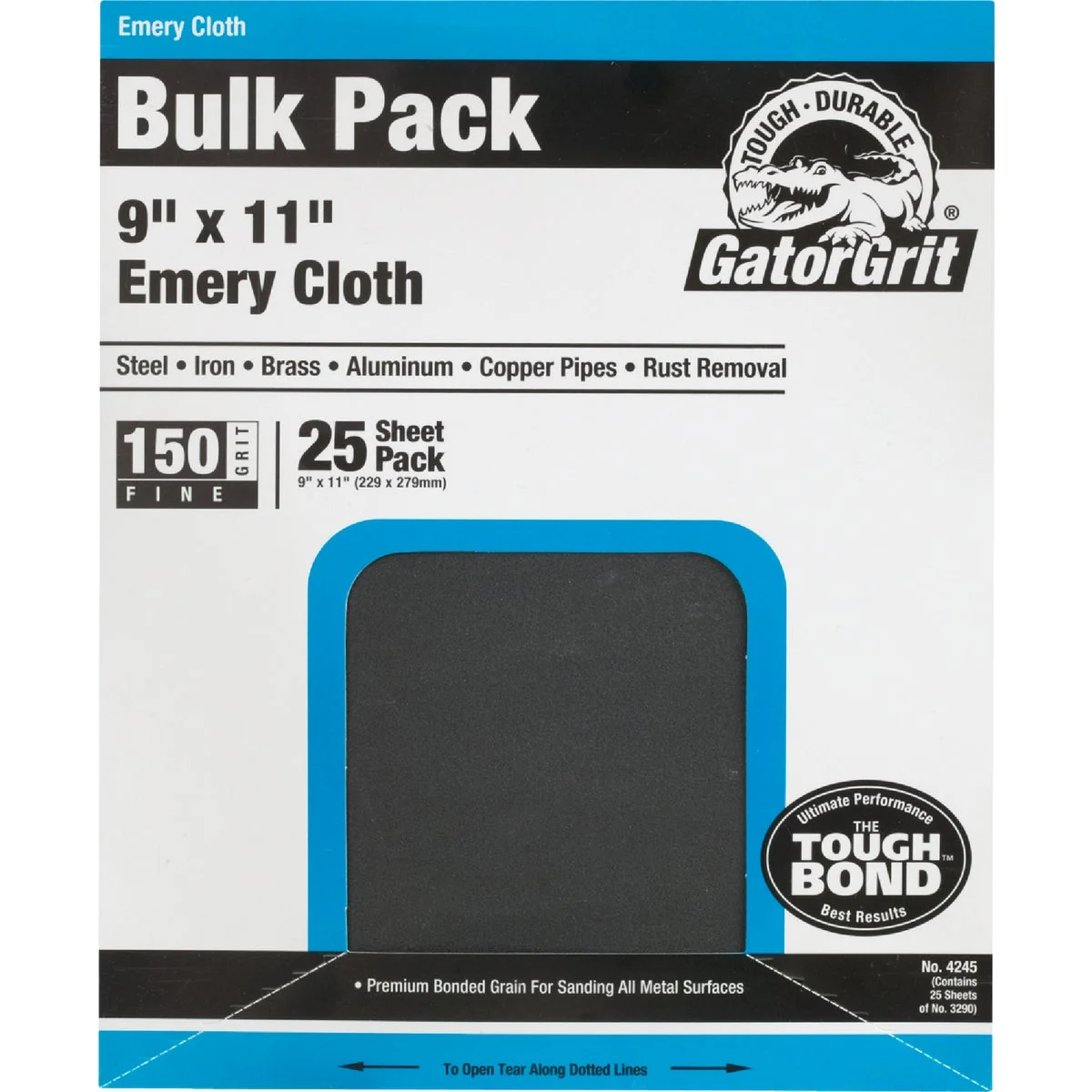 Fine Gator 9 In. W. x 11 In. L. 150 Grit Emery Cloth 25-pack Eco-Friendly