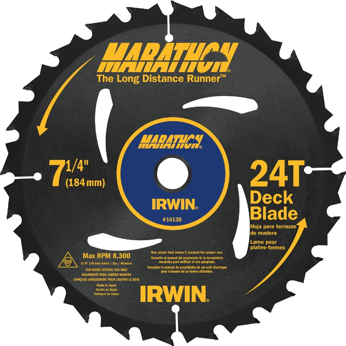 Next-Generation Irwin Marathon 7-1 4 In. 24-Tooth Composite Decking Circular Saw Blade Premium Material