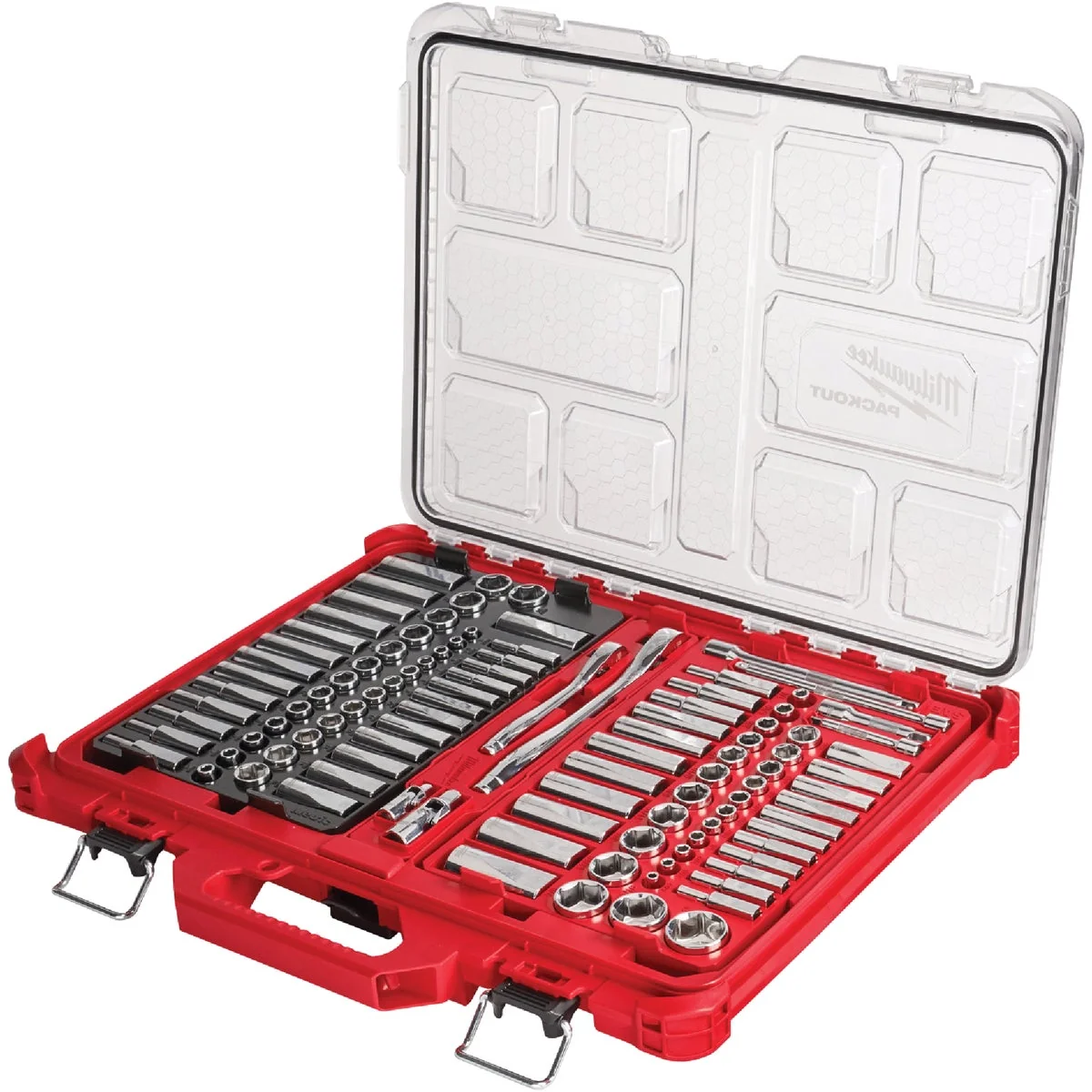 Detailed Milwaukee Std Metric 1 4 In. 3 8 In. Drive 6-Point Ratchet Socket Set w PACKOUT Organizer 106-Piece Prestigious