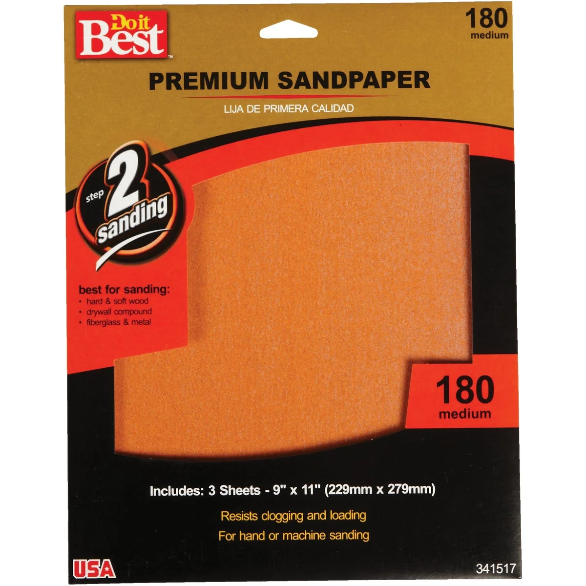 Reusable Do it Premium Plus 9 In. x 11 In. 180 Grit Medium Sandpaper 3-Pack Eco-Friendly