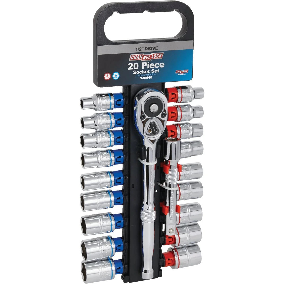 Certified Channellock Standard Metric 1 2 In. Drive 6-Point Shallow Ratchet Socket Set 20-Piece Next-Generation