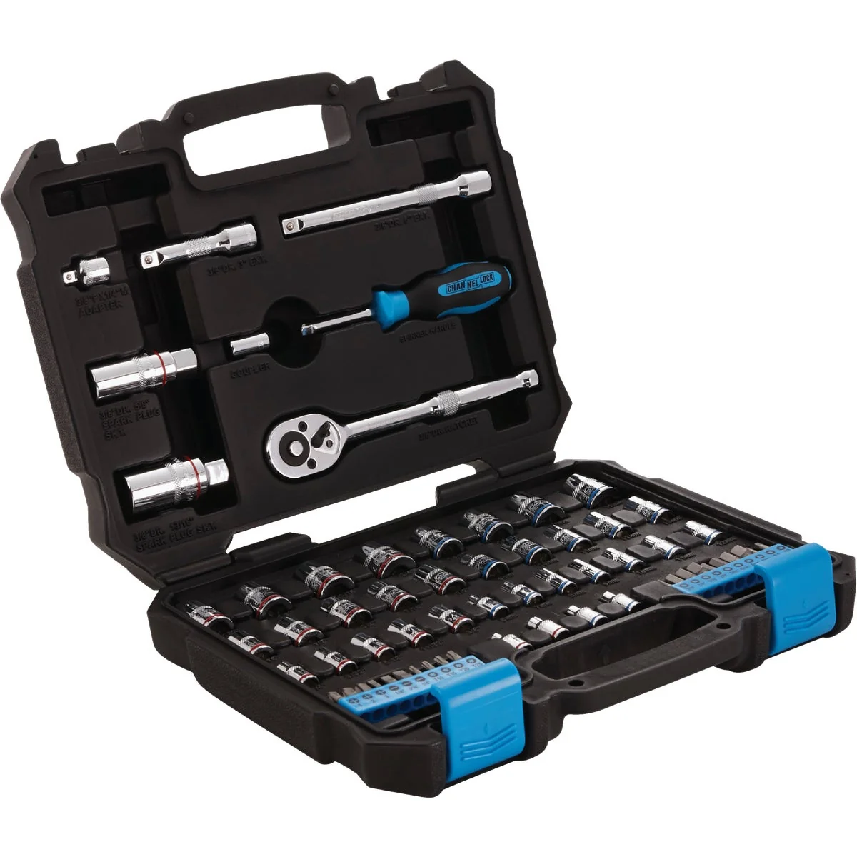 Efficient Channellock Standard and Metric 1 4 In. and 3 8 In. Drive Combination Ratchet Socket Set 63-Piece High-Quality