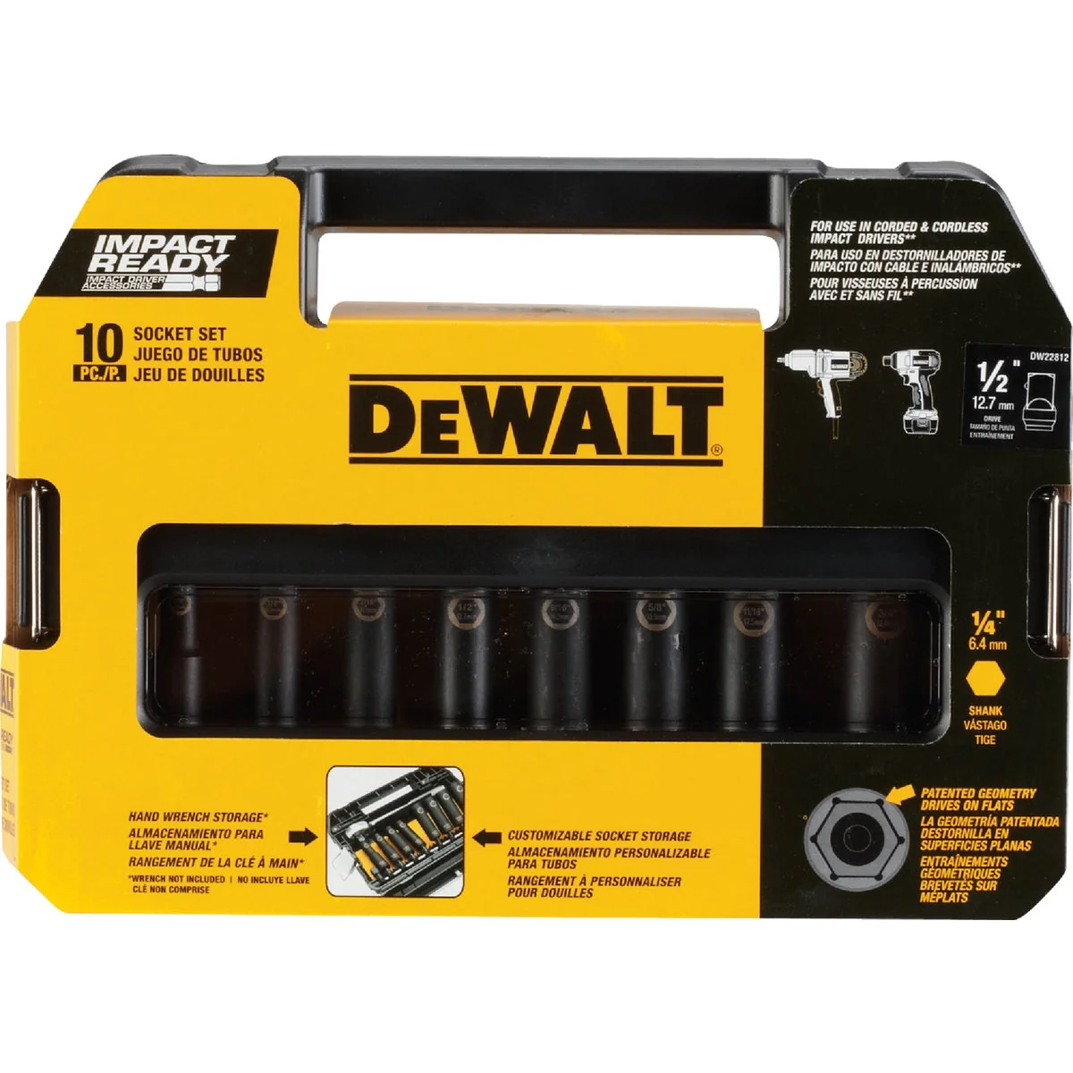 Green DeWalt Standard 1 2 In. Drive 6-Point Deep Impact Driver Set 10-Piece Efficient