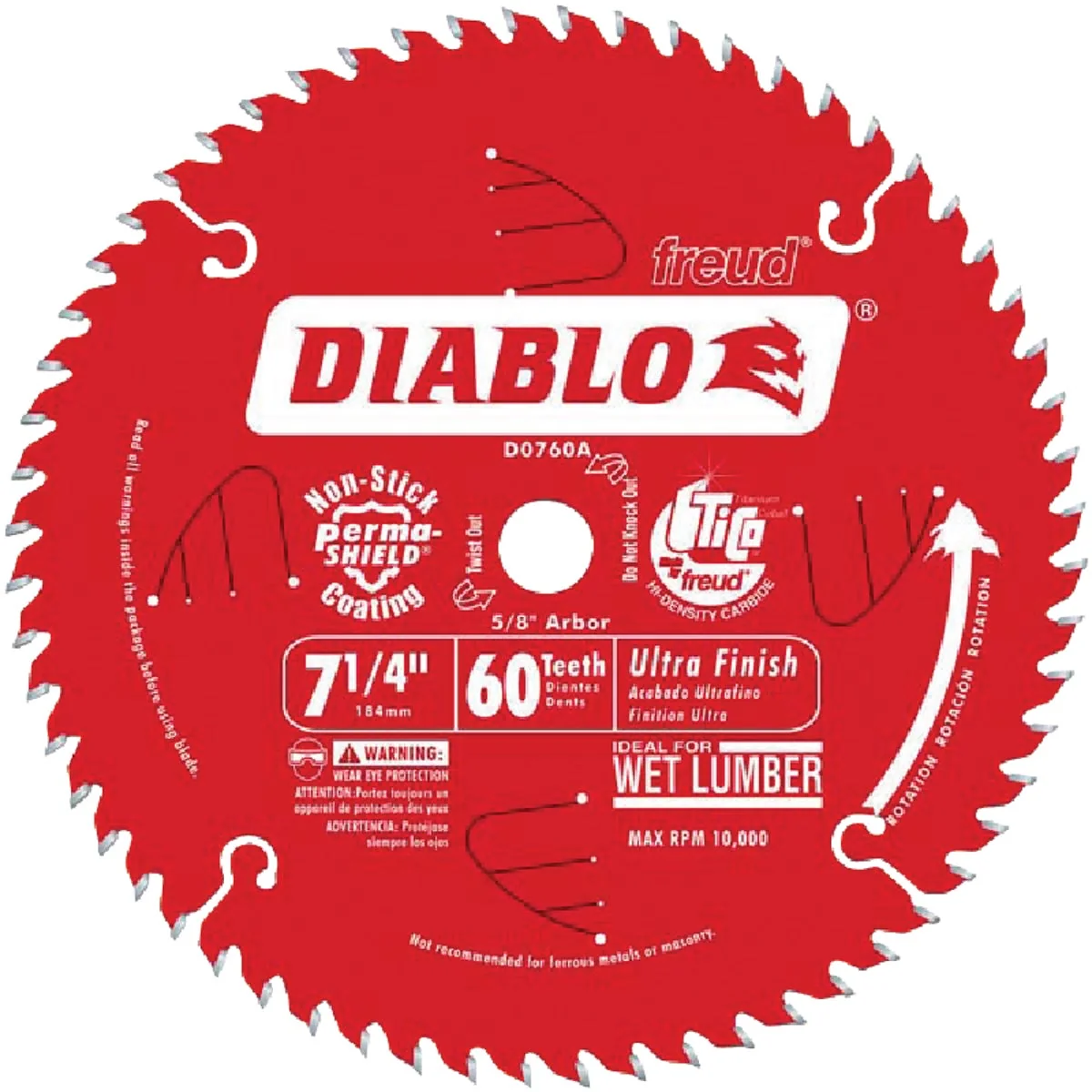 Easy-to-Use Diablo 7-1 4 In. 60-Tooth Ultra Finish Circular Saw Blade Bulk Solid