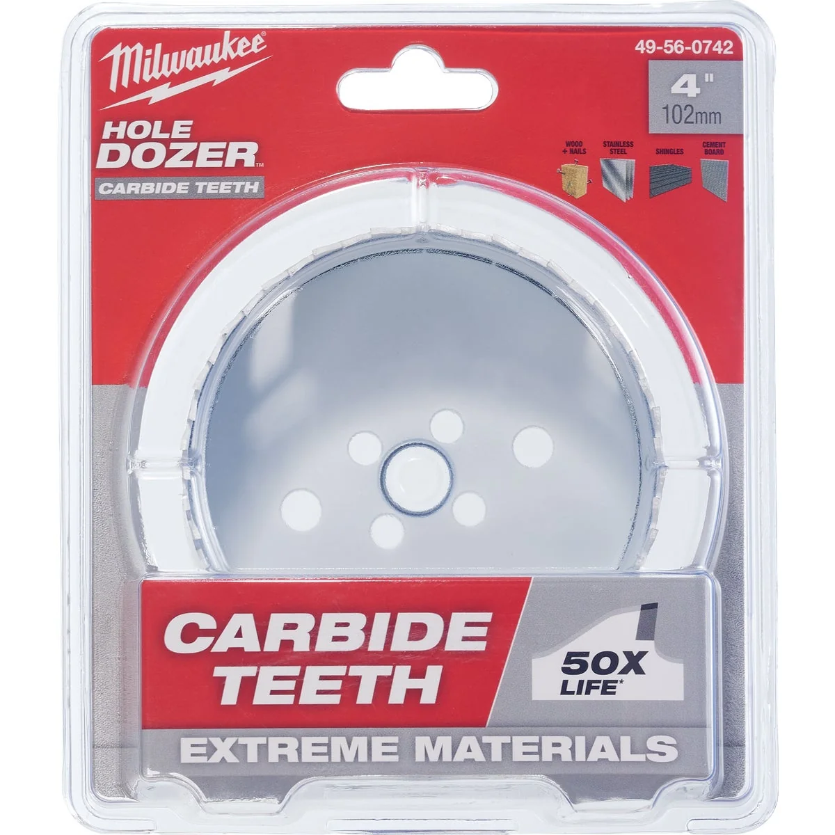 Solid Milwaukee HOLE DOZER 4 In. Hole Saw with Carbide Teeth Modern