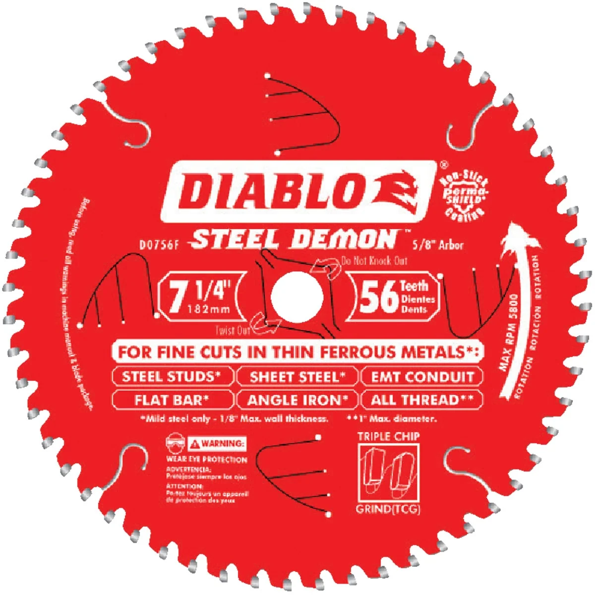 Solid Diablo Steel Demon 7-1 4 In. 56-Tooth Thin Ferrous Metals Circular Saw Blade Effective