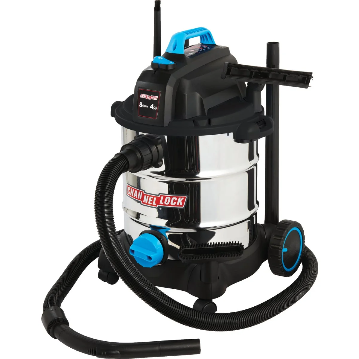 Long-Lasting Channellock 8 Gal. 4.0-Peak HP Stainless Steel Wet Dry Vacuum Versatile