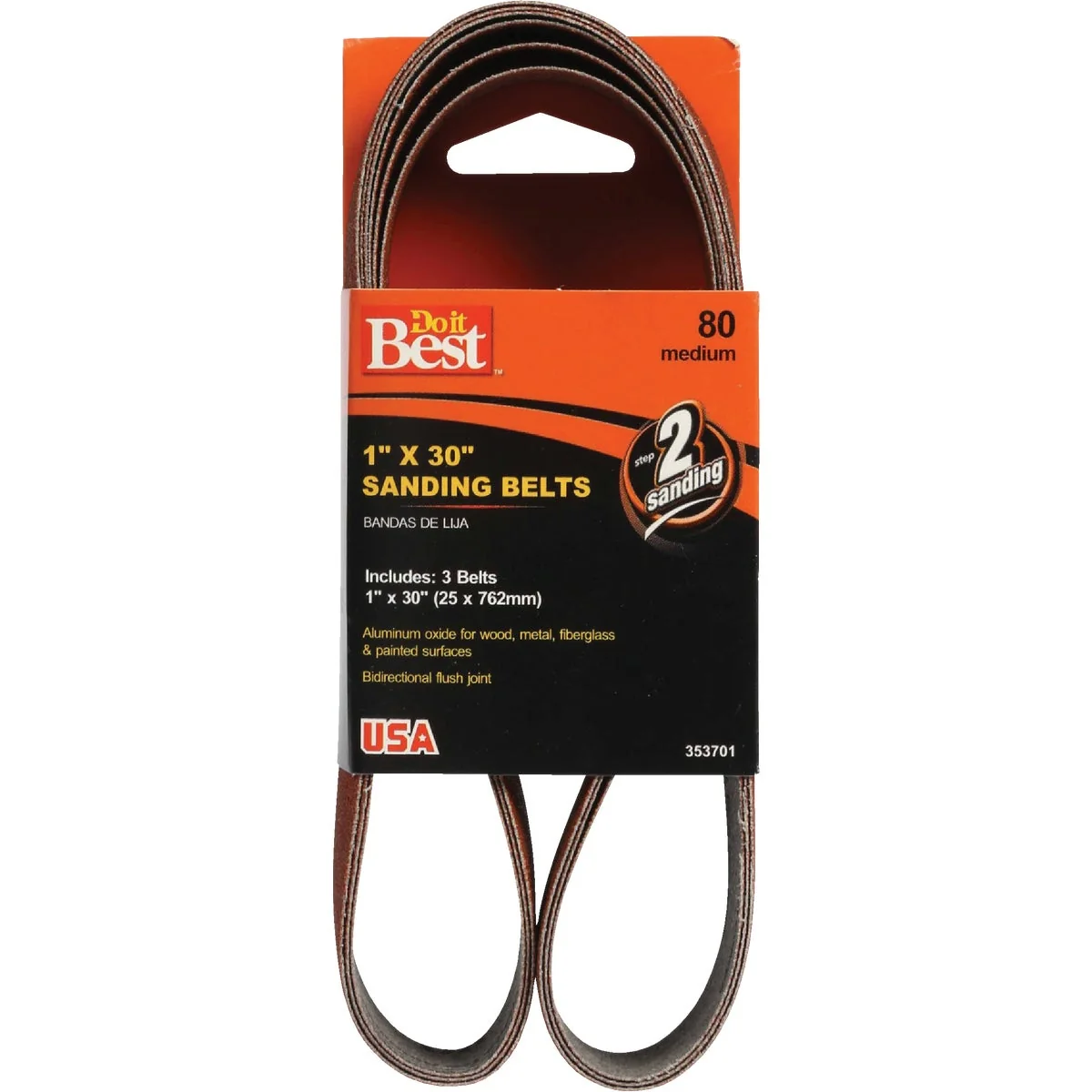 Dependable Do it 1 In. x 30 In. 80 Grit Power Sanding Sanding Belt 3-Pack Natural