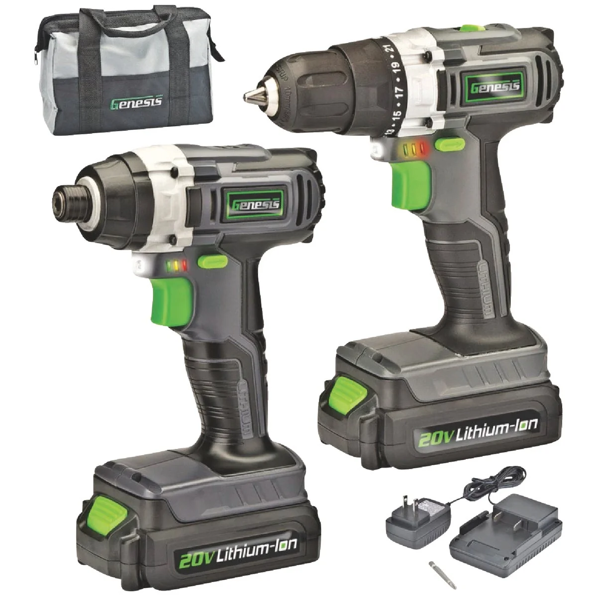 Verified Genesis 20V 2-Tool Lithium-Ion Drill Driver Impact Driver Cordless Tool Combo Kit Consistent