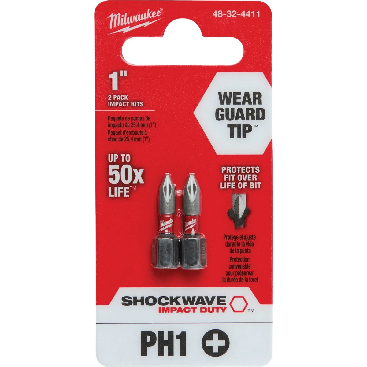 Eco-Friendly Milwaukee Shockwave 1 Phillips 1 In. Insert Impact Screwdriver Bit 2-Pack Reusable