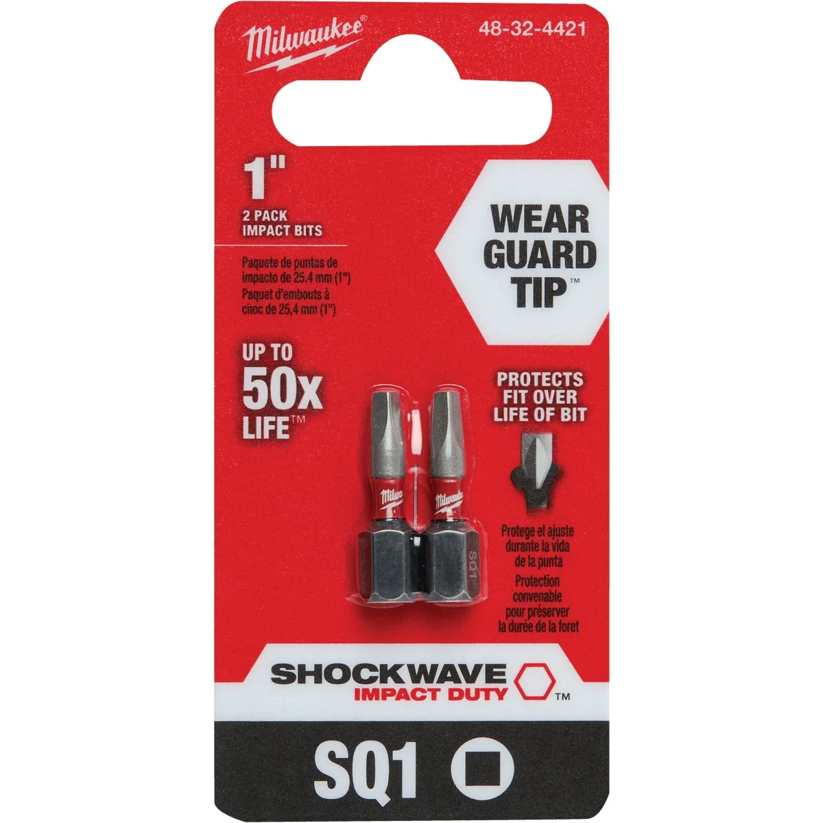 Innovative Milwaukee Shockwave 1 Square Recess 1 In. Insert Impact Screwdriver Bit 2-Pack Relaxed