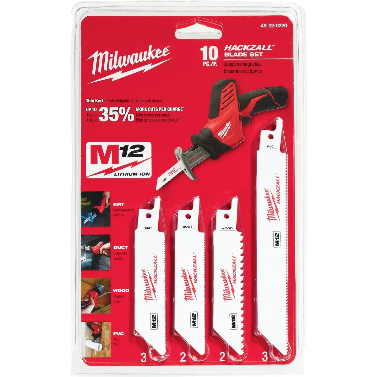 Secure Milwaukee Hackzall 10-Piece Mini Reciprocating Saw Blade Set Comfortable