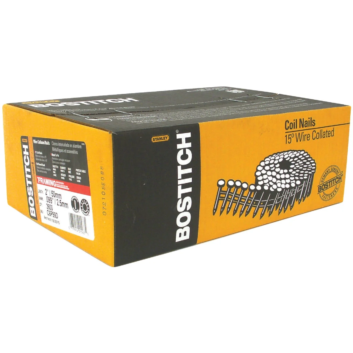 Exceptional Bostitch 15 Degree Wire Weld Coated Coil Framing Nail 2 In. x .099 In. 3600 Ct. Lightweight
