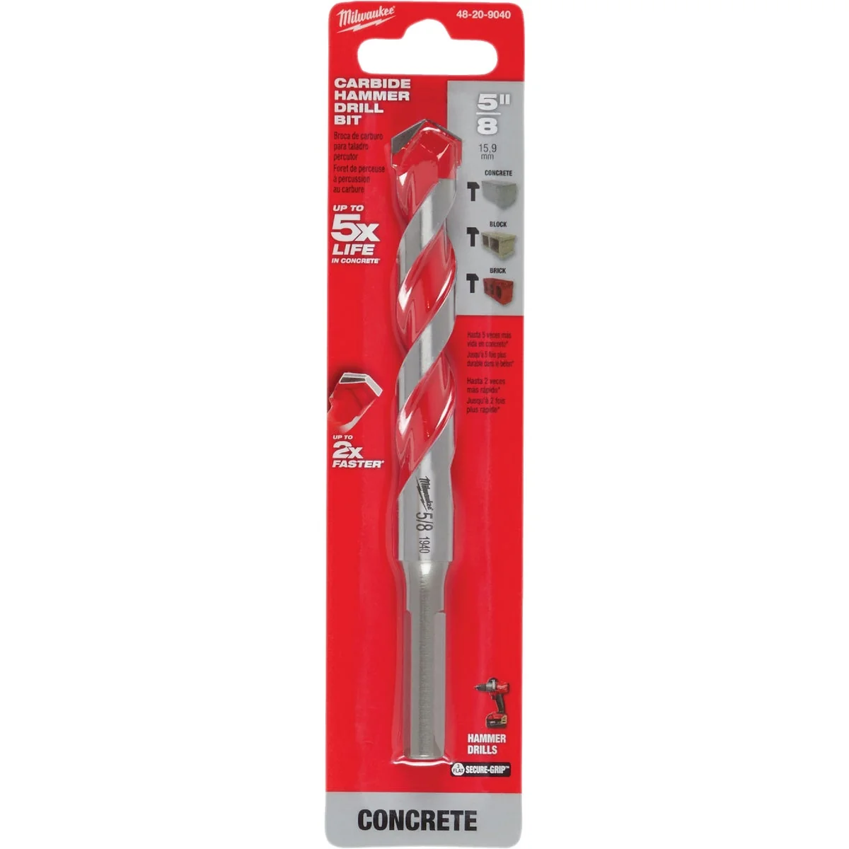 Contemporary Milwaukee 5 8 In. x 6 In. Carbide Masonry Drill Bit Premium Material