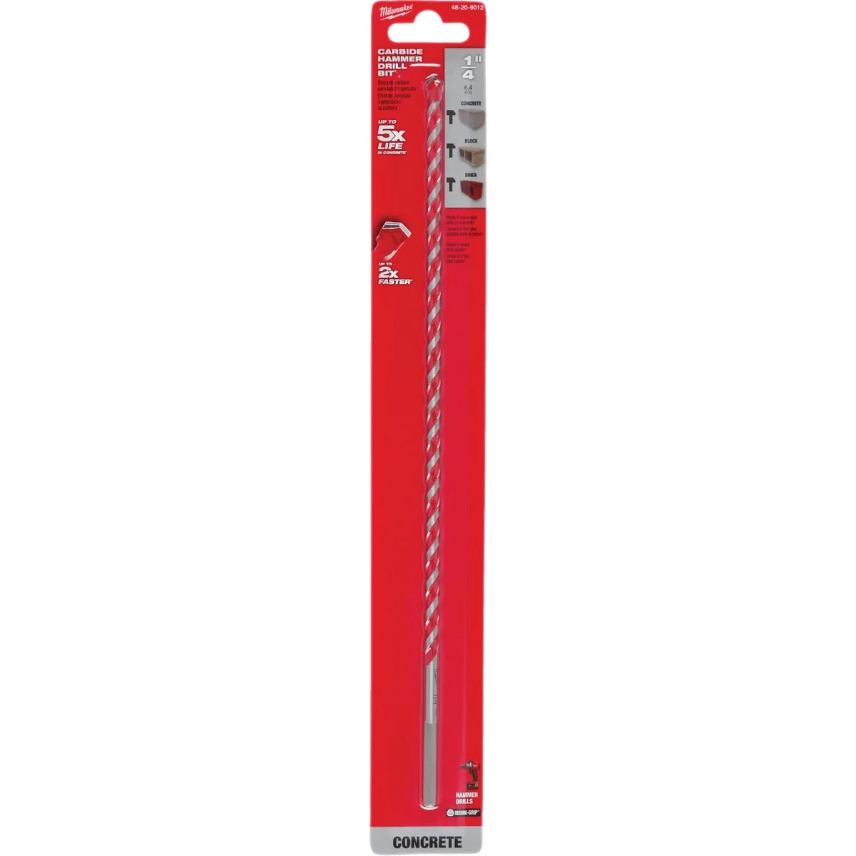 High-Quality Milwaukee 1 4 In. x 12 In. Carbide Masonry Drill Bit Organic