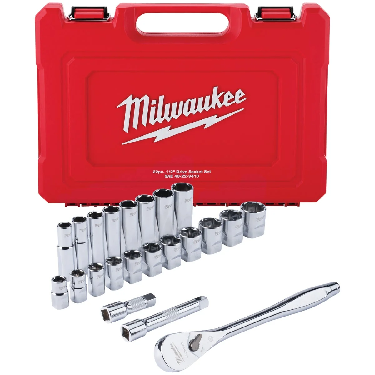 Classic Milwaukee Standard 1 2 In. Drive 6-Point Ratchet Socket Set 22-Piece Excellent
