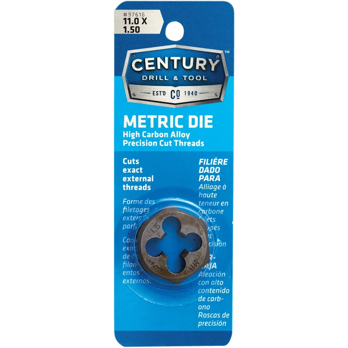 Casual Century Drill Tool 11.0x1.50 NPT 1 Across Flats Hexagon Pipe Die Long-Lasting