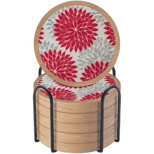 Original Wood Coasters Set of 6 with Holder Advanced