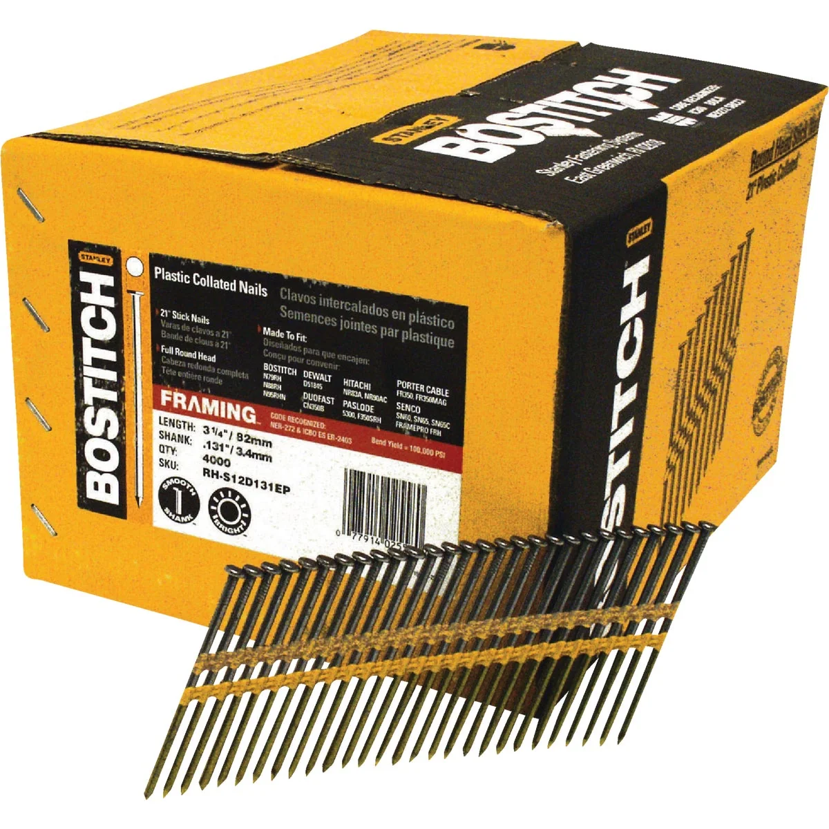 Fashionable Bostitch 21 Degree Plastic Strip Coated Full Round Head Framing Stick Nails 3-1 4 In. x .131 In. 4000 Ct. Elite