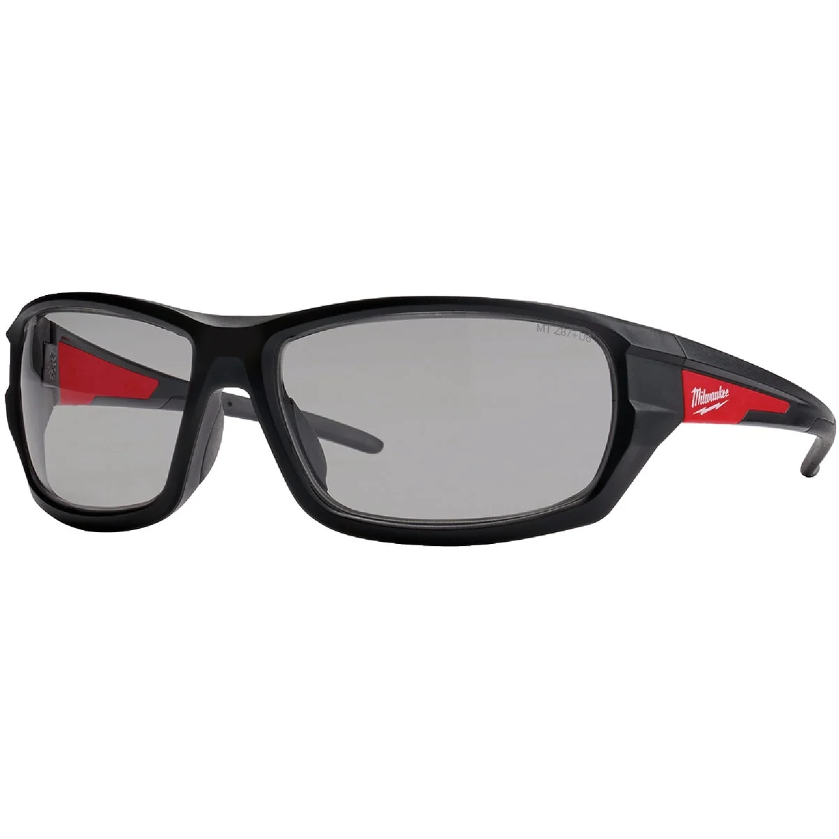 Trendy Milwaukee Performance Red Black Frame Safety Glasses with Gray Fog- Lenses Specialty