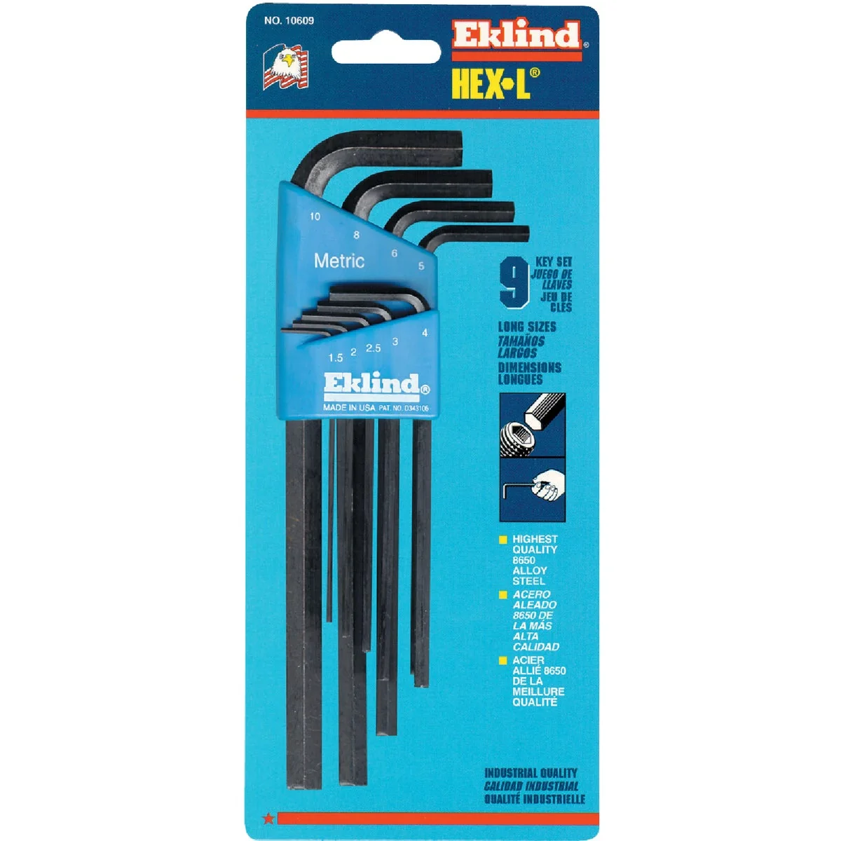 Sustainable Eklind Metric Long Arm Hex Key Set 9-Piece Trusted