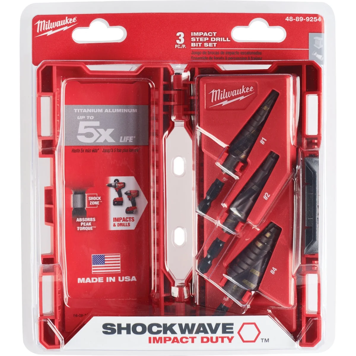 Effective Milwaukee Shockwave Impact Duty 3-Piece Titanium Step Drill Bit Set 1 2 4 Secure