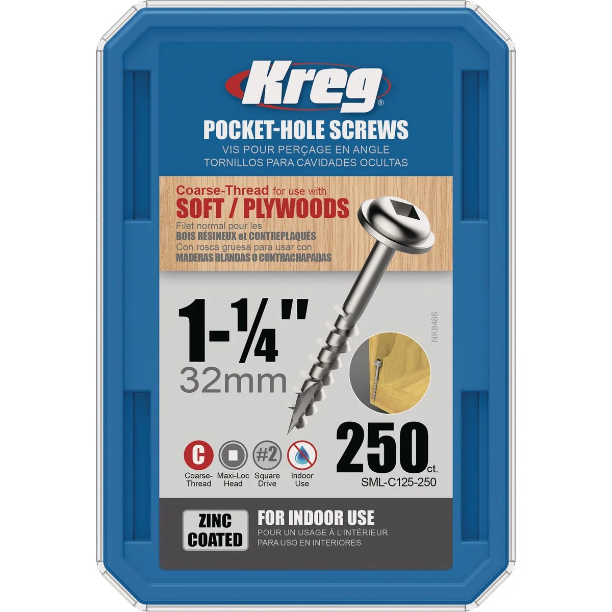 User-Friendly Kreg 8 1-1 4 In. Coarse Maxi-Loc Washer Head Zinc Pocket Hole Screw 250 Ct. Unique