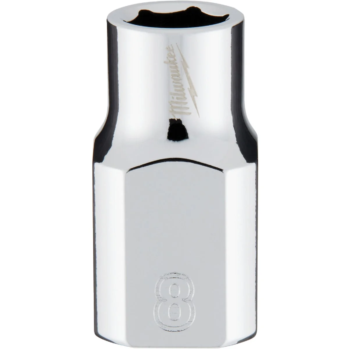 Minimalist Milwaukee 3 8 In. Drive 8 mm 6-Point Shallow Metric Socket with FOUR FLAT Sides Efficient