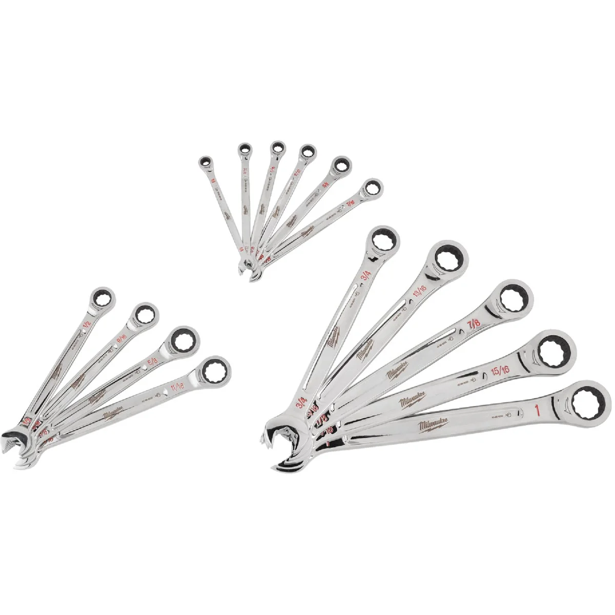 Green Milwaukee Standard 12-Point Ratcheting Combination Wrench Set 15-Piece Top-Quality