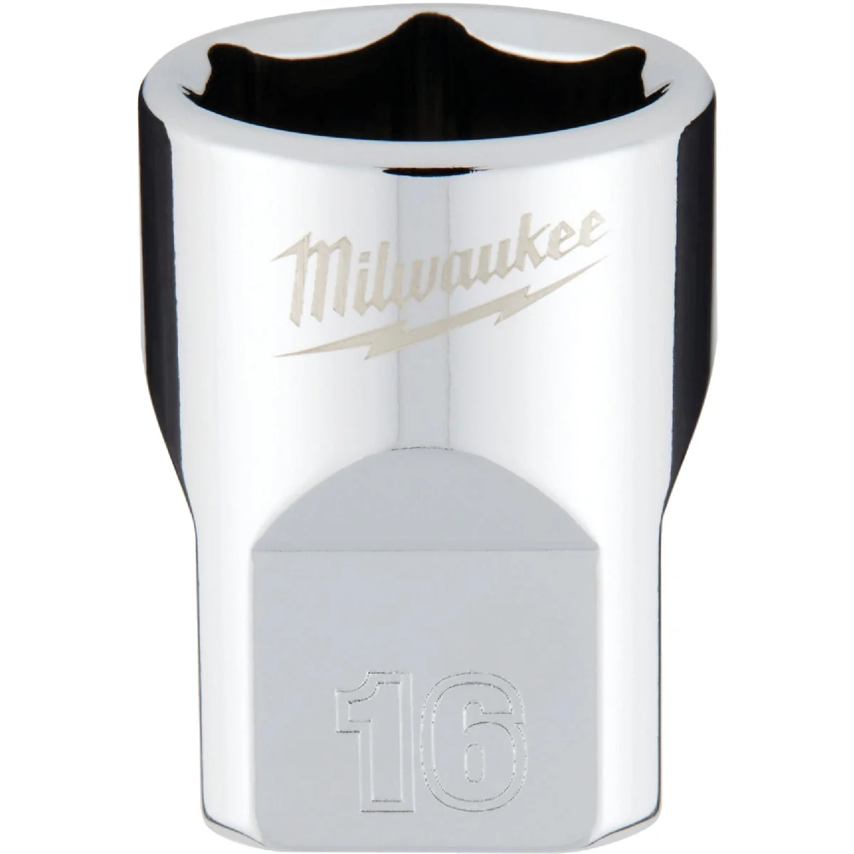 Clean Milwaukee 3 8 In. Drive 16 mm 6-Point Shallow Metric Socket with FOUR FLAT Sides Advanced