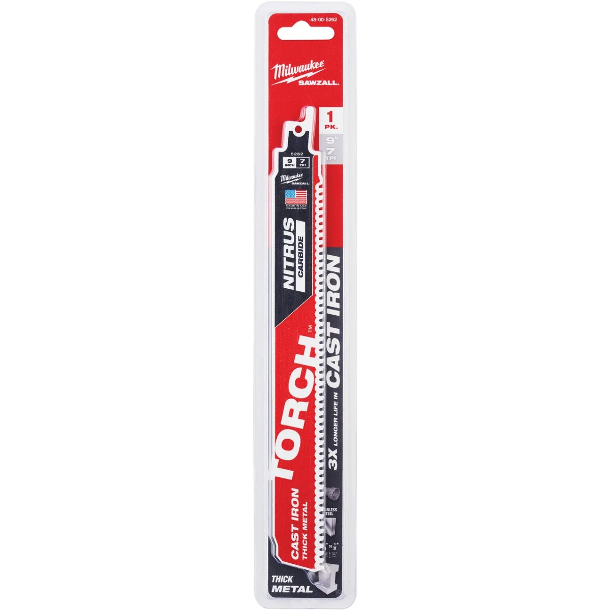 Verified Milwaukee THE TORCH with Nitrus Carbide 9 In. 7 tpi Cast Iron Reciprocating Saw Blade Pure