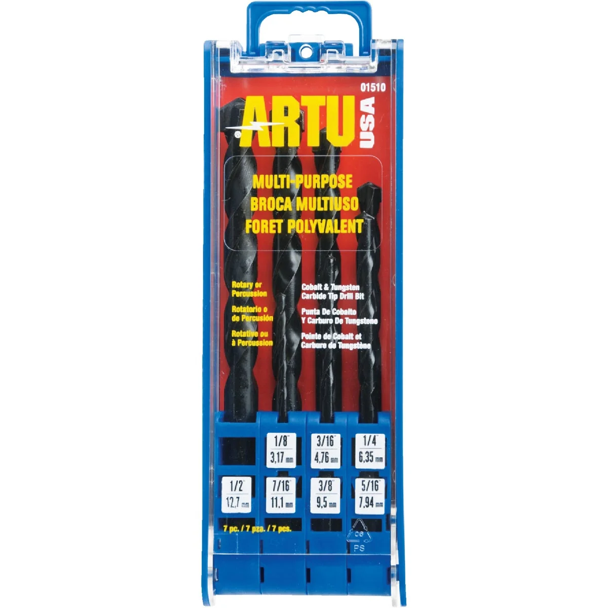 Prestigious ARTU 7-Piece Cobalt Tungstel Multi-Purpose Drill Bit Set 1 8 In. thru 5 16 In. Original