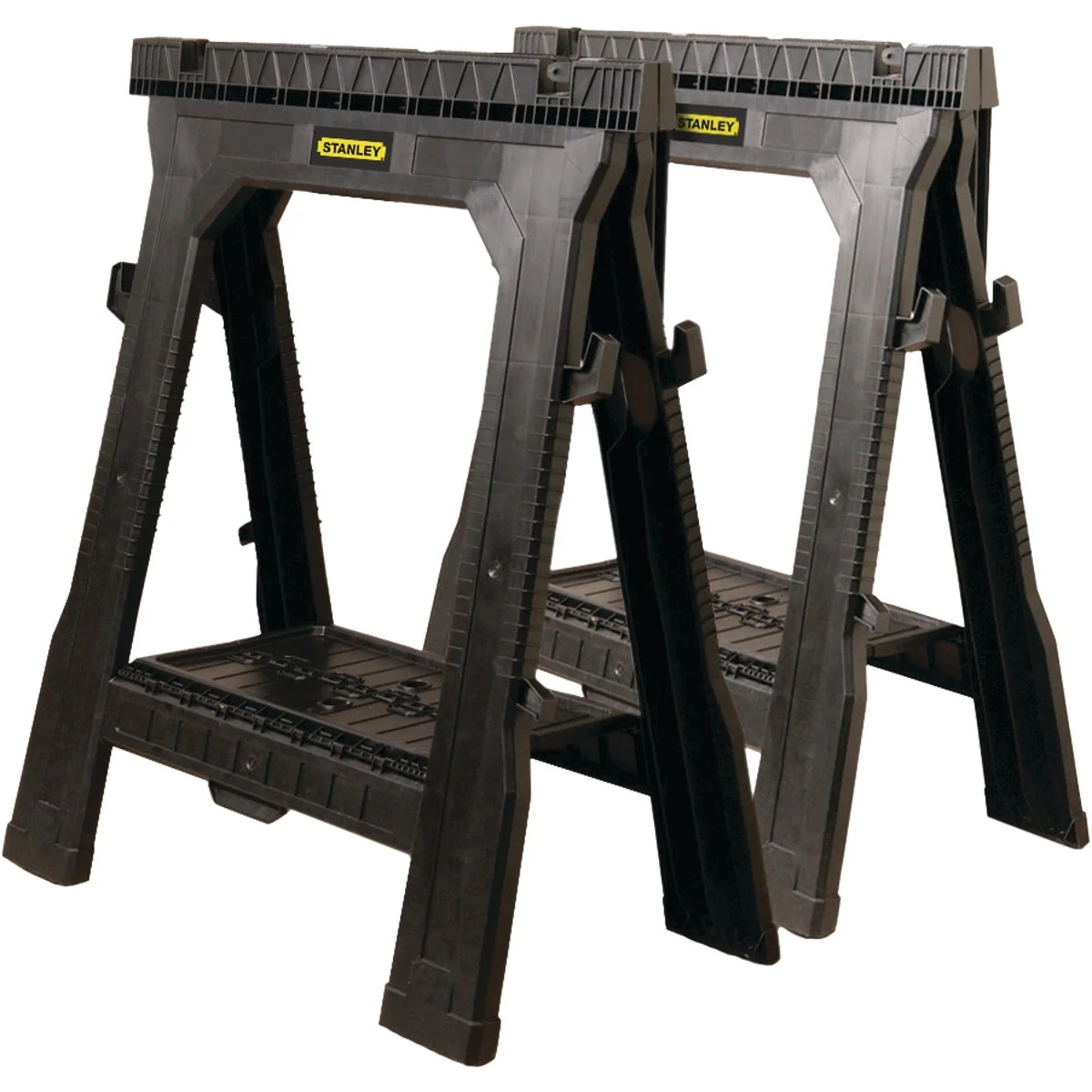 Professional Stanley 27 In. L Plastic Portable Folding Sawhorse 1000 Lb. Capacity 2-Set Original Design